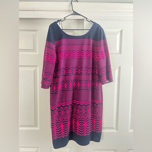 Taylor woman Blue and Pink Patterned Dress